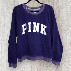 Victoria’s Secret PINK Purple Fleece Logo Crewneck Sweatshirt L